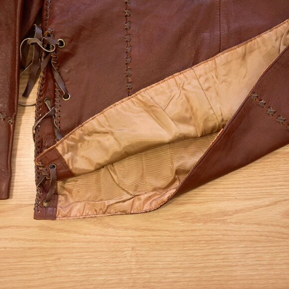 Vintage Western-style Hand Stitched Brown Leather Women's Jacket, Size 36 - Picture 6 of 8